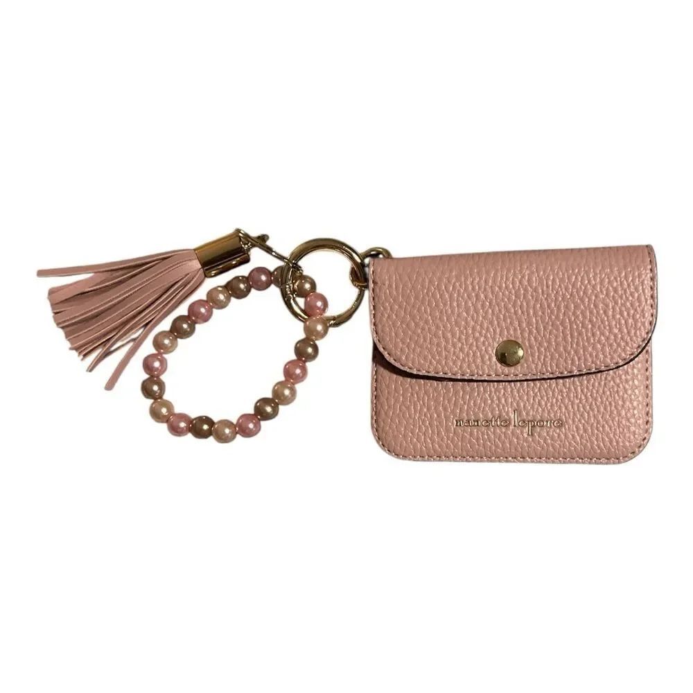 NWOT Nanette Lepore Pink and Brown Key & Card Holder Set
